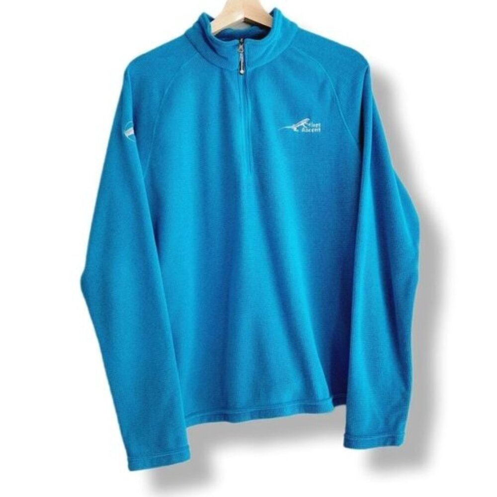 FIRST ASCENT Sweatshirt Waffle Texture Sweater Top Blue Sz XL